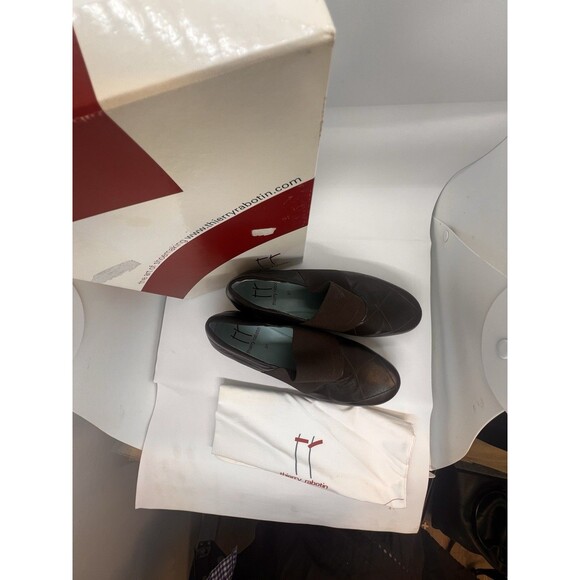 Thierry Rabiton Leasuure Women’s Mid Wedge Slip On Brown Leather 37 Comfort - Picture 2 of 16